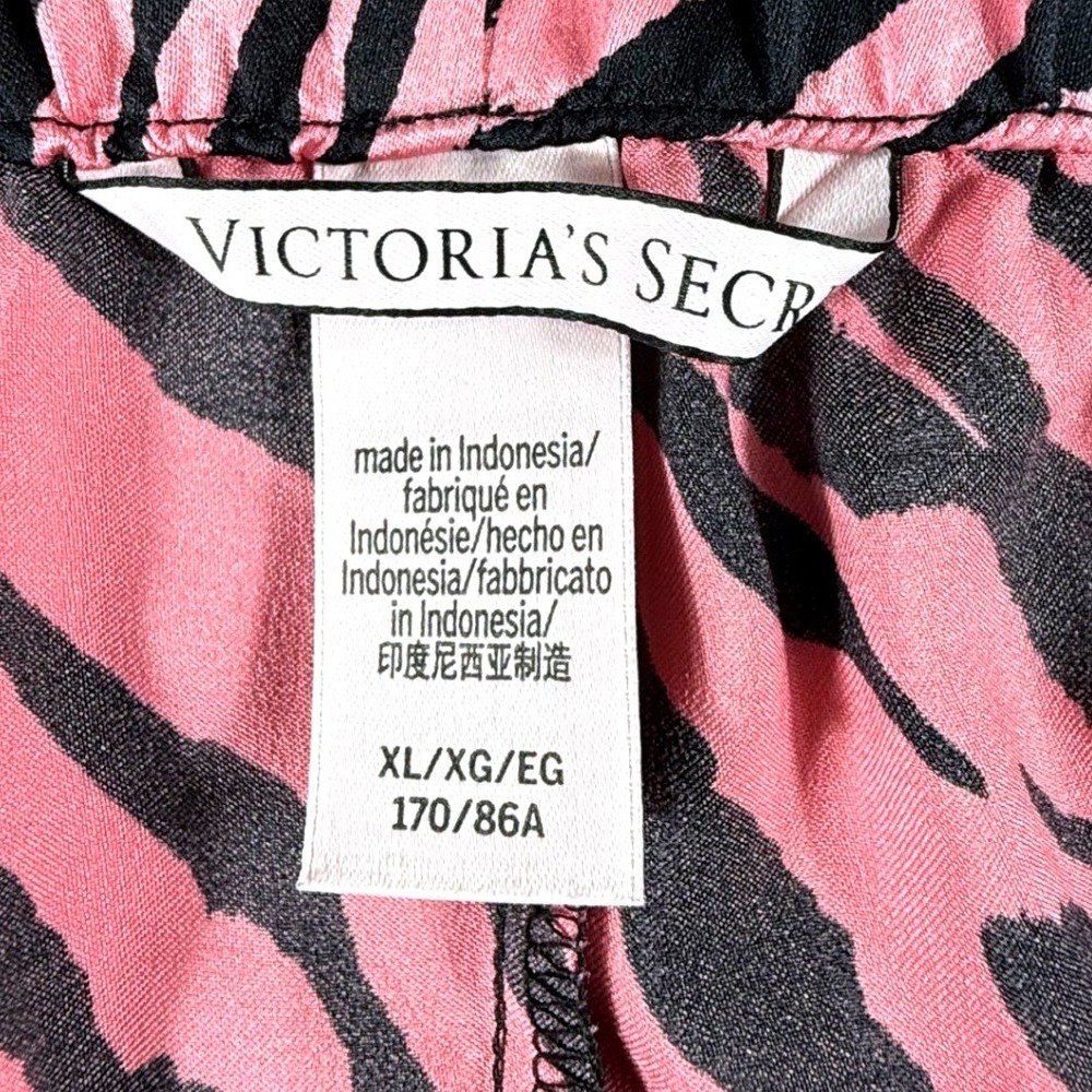 Victoria's Secret Zebra Print Pajama Set Pink Black Button Top Pants XL Comfort - Picture 4 of 12